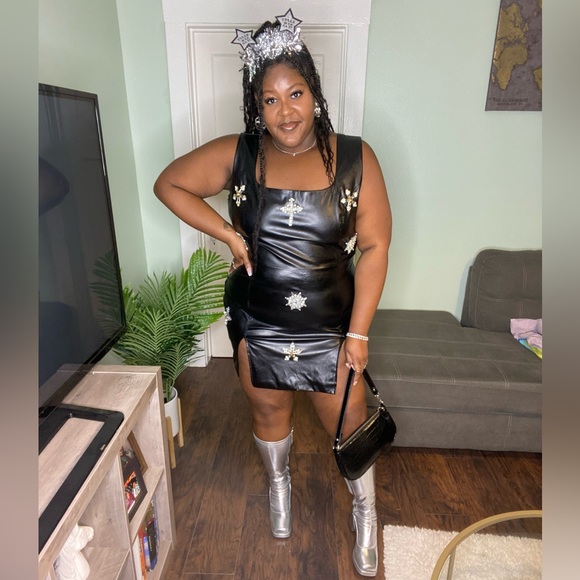 Fashion Nova Black Mini Dress with Silver Accents - Picture 1 of 3